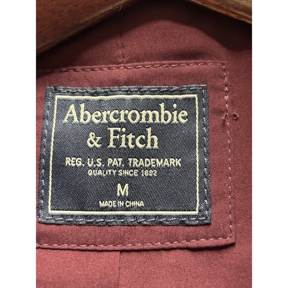 Abercrombie & Fitch M Teddy Coat Fluffy Cozy Burgundy - Picture 4 of 10